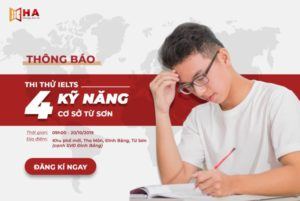 Thi thử IELTS 4 kỹ năng chuẩn quốc tế cơ sở Từ Sơn Bắc Ninh