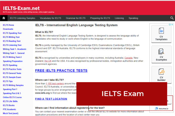 Web thi thử IELTS Exam