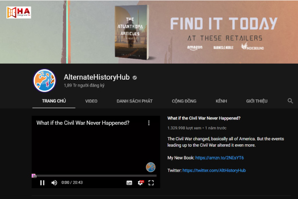 kênh youtube học tiếng anh hiệu quả Kênh AlternateHistoryHub