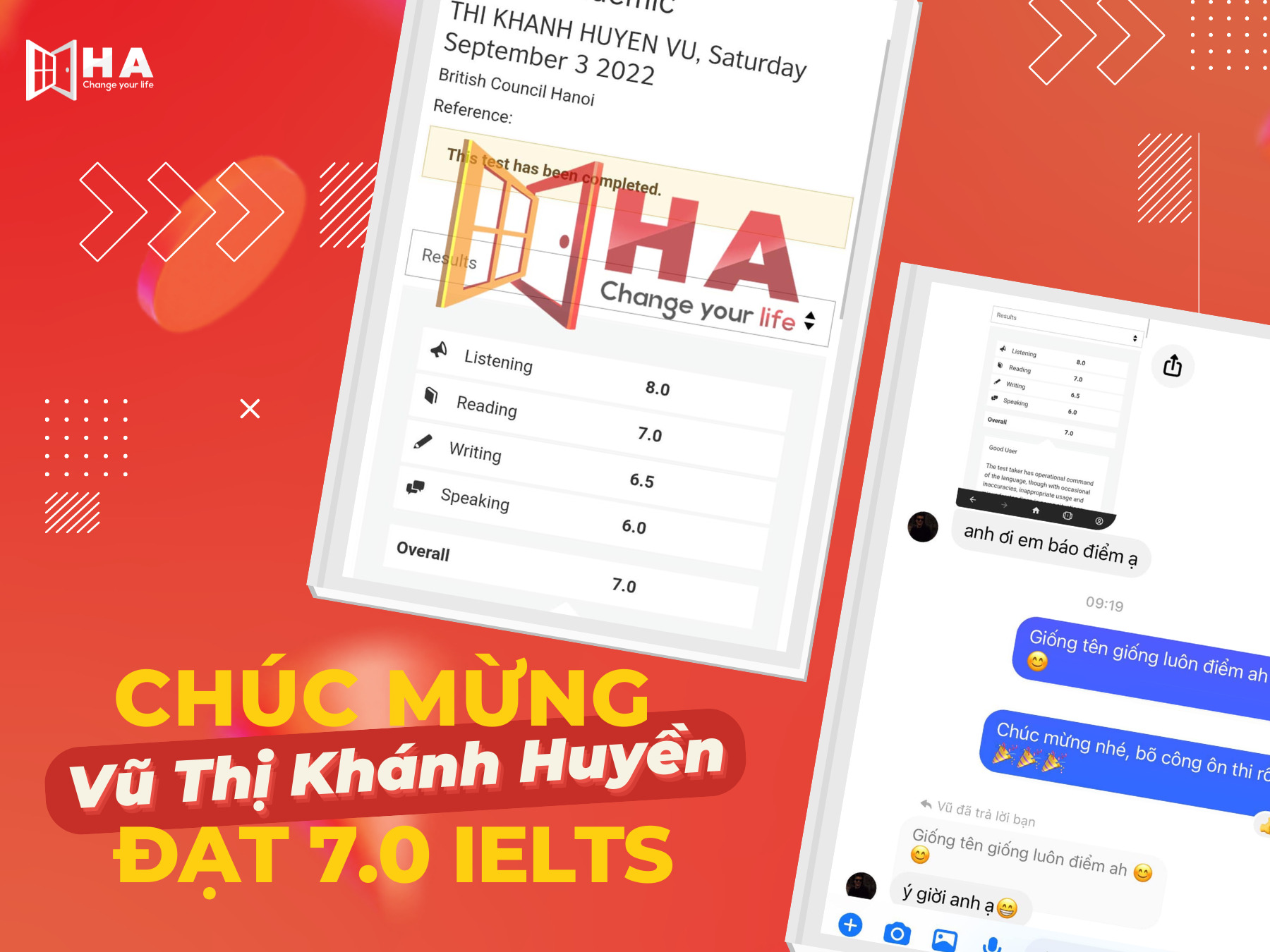 Chúc mừng thành tích học viên Vũ Thị Khánh Huyền đạt 8.0 Listening
