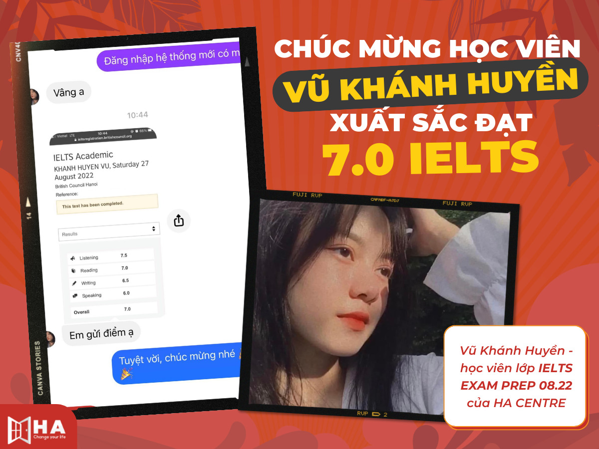 Vũ Khánh Huyền - học viên xuất sắc đạt 7.0 IELTS