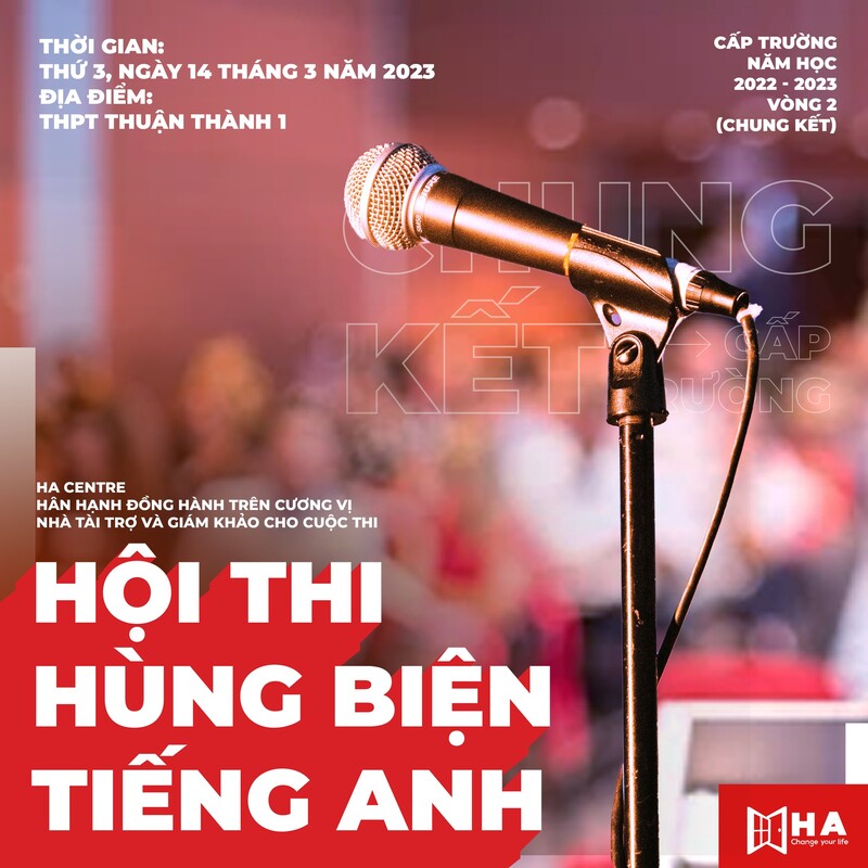 HA Centre: Nhà tài trợ và giám khảo cho cuộc thi Hùng biện tiếng anh cấp trường THPT Thuận Thành 1