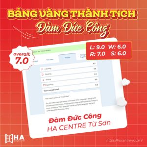 Chúc mừng Đàm Đức Công xuất sắc đạt 9.0 Listening