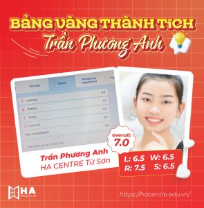 Chúc mừng bạn Trần Phương Anh xuất sắc đạt 7.0 IELTS
