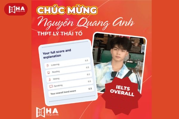 Chúc mừng Nguyễn Quang Anh đạt thành tích 6.5 IELTS