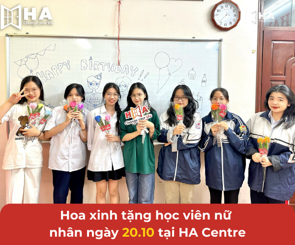 Hoa xinh tặng học viên nữ nhân ngày 20.10 tại HA Centre