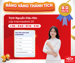 Trịnh Thị Diệu Hân đạt 8.0 IELTS