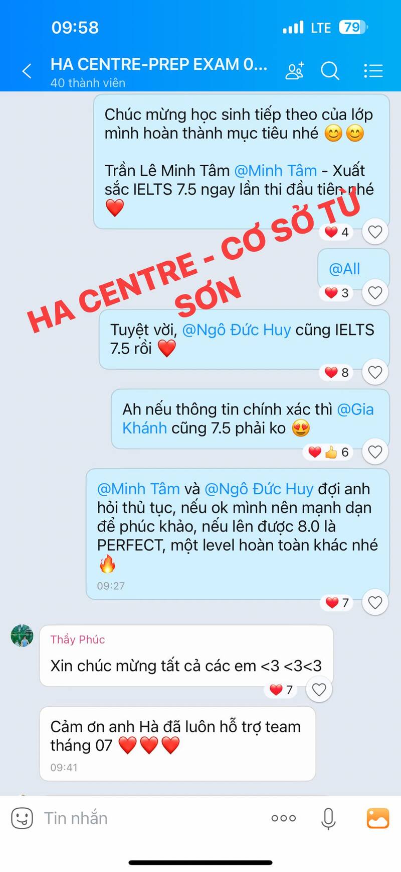 Học viên HA Từ Sơn thi IELTS ngày 27/7 đạt 7.5 Overall