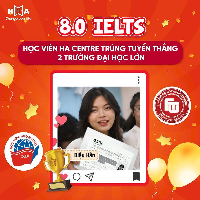 Học viên Diệu Hân trúng tuyển thẳng 2 trường đại học TOP nhờ IELTS 8.0
